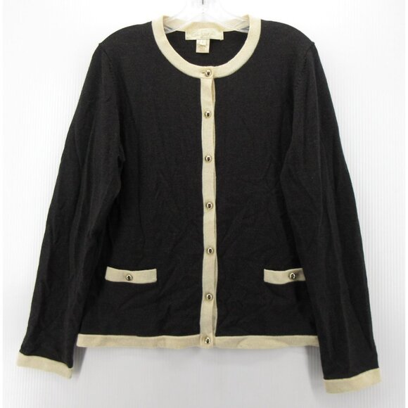 Coach Sweater Large Merino Wool Cardigan Classic Silver Buttons - Picture 1 of 10